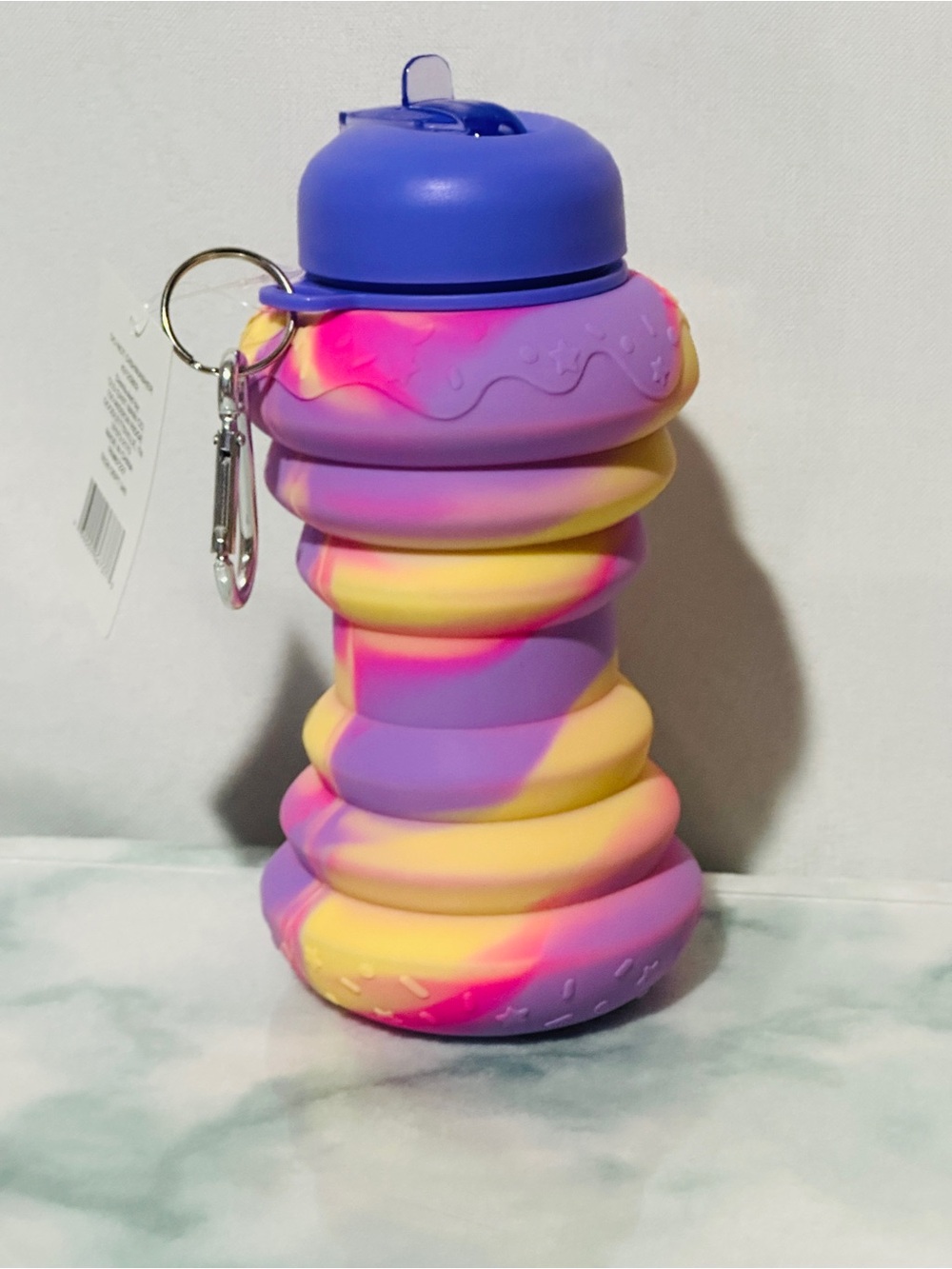 Amazon Purple Pink Yellow Silicone Stackable Sensory Keychain Toy